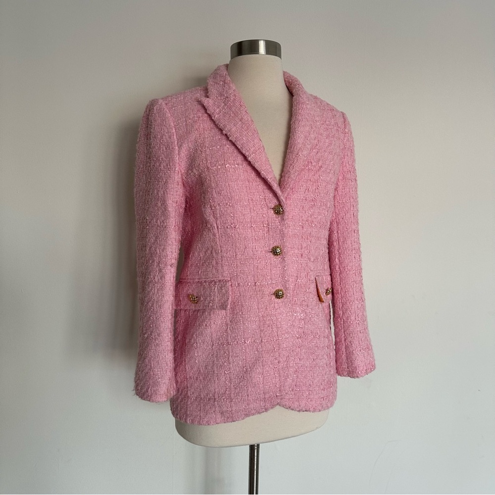 Zara Tweed Pink Blazer Jacket Sz Small - Picture 9 of 9